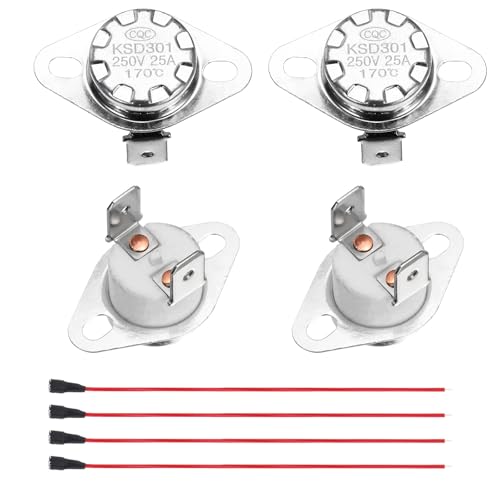 Thermostat KSD301 170°C 25A NC en céramique avec fil terminal pour four et micro-ondes lot de 2