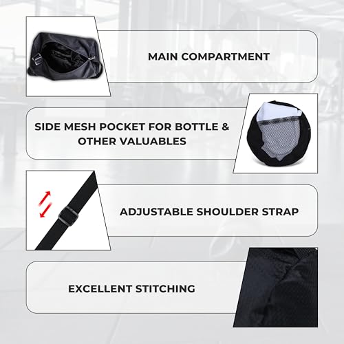NIVIA Basic Duffle Polyester Bag/Gym Bags/Adjustable Shoulder Bag for Men/Duffle Gym Bags for Men/Fitness Bag/Carry Bags/Sports & Travel Bag/Sports Kit/Duffle Bags Travel (Black) - Image 3