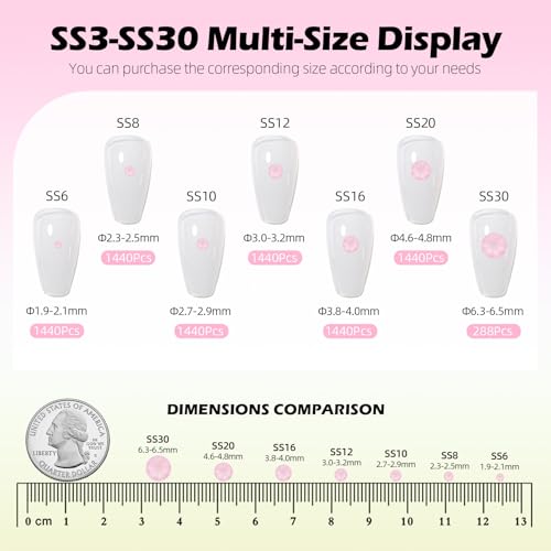 Image of Mocha Rose Flatback Rhinestones, Glass Rhinestones for Nail Art and Craft, Glue Fix, Loose Crystal Gemstones(Mocha Rose, SS16, 1440pcs, 3.8-4.0mm)