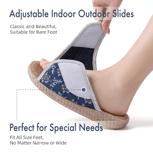 Women Slippers with Cork Insole Arch Support Adjustable Indoor Slides Rubber Sole3