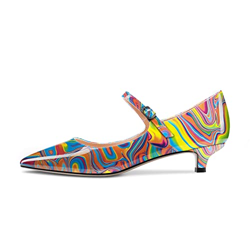 Aachcol Women Mary Jane Kitten Low Heel Pumps Pointed Toe Slip-on Dress Shoes Party Office Wedding 1.5 Inch2