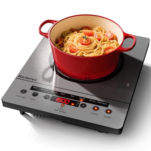 Image of Single Burner Electric Cooktop, Portable Electric Stove 110v with plug, Touch Control, Safety Lock, Timer, Kitchen Cooking Cooktop With 9 Power Levels, 1800W, Grey