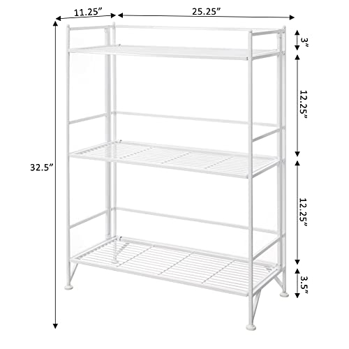 Convenience Concepts Xtra Storage 3 Tier Wide Folding Metal Shelf, White #TOP2