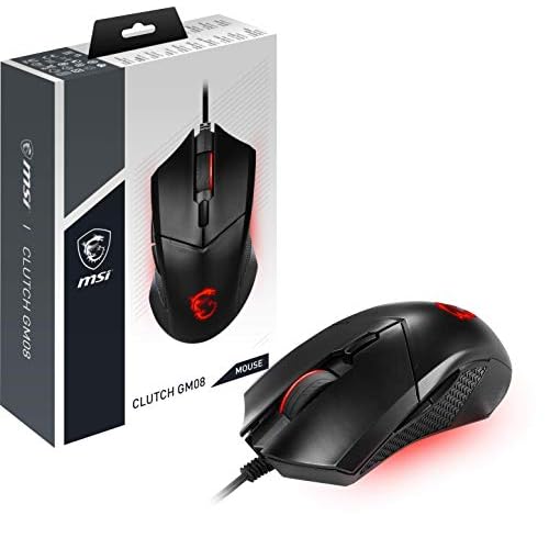 MSI Clutch GM08 Gaming Maus (kabelgebunden, PAW-3519 Sensor, 200-4200 DPI, 6 Tasten, schwarz, RGB Light)