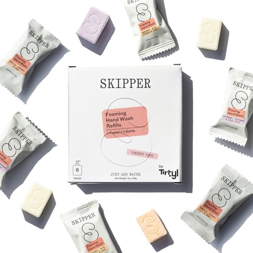 Tirtyl Skipper Foaming Hand Soap Tablet Refills - 6 Pack - 1.5L total (6x 250ml) - Rebranded - Compostable Packaging - Variety Fragrance Pack