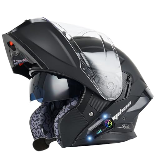Motorcycle Helmet Flip-Up Modular Motorbike Helmets with Bluetooth, ECE Approved Helmet, Modular Crash Helmet Double Visor Scooter Helmet for Adult Men Women Sports Touring