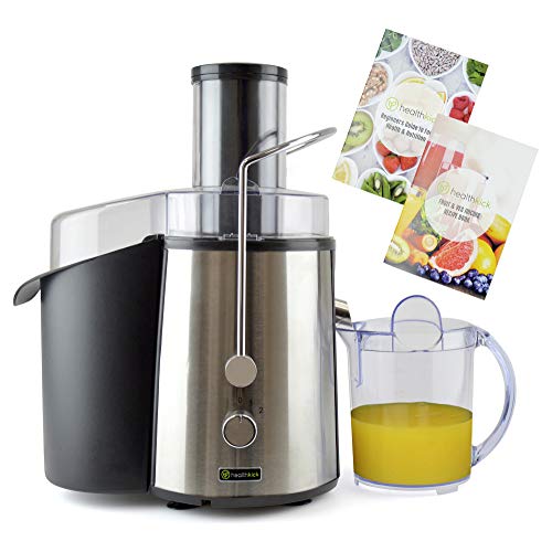 healthkick Fruit and Veg Juice Extractor with Powerful 850w Motor - Large Feeding Tube - 2 Speed Settings - 1.5L Easy-clean Pulp Waste Container - Dishwasher Safe - Stainless Steel - K3151