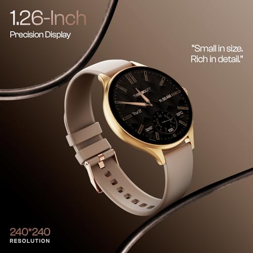 Image of Fire-Boltt Phoenix Air Smart Watch 1.26 inch Round Display, Rotating Button, Wireless Charging, Ultra Lightweight Metal Body, Bluetooth Calling, Smartwatch with Silicone & Mesh Steel Straps Mocha Brown