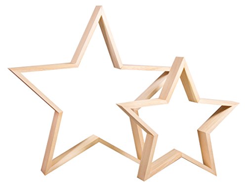 Rayher Holz-Rahmen Sterne Set, 2 Holz-Sterne, 35 cm und 24,5 cm ø, weihnachtliche Dekoration, 62829000 Rayher Holz-Rahmen Sterne Set, 2 Holz-Sterne, 35 cm und 24,5 cm ø, weihnachtliche Dekoration, 62829000