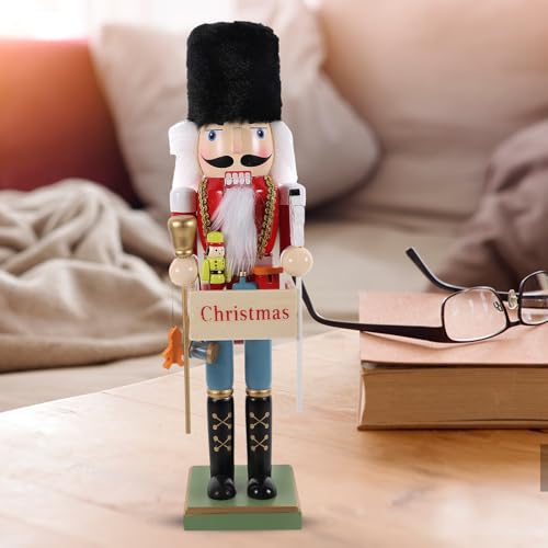 Casse-Noisette Noël Bois et Peluche : figurine artisanale robuste pour décoration de table