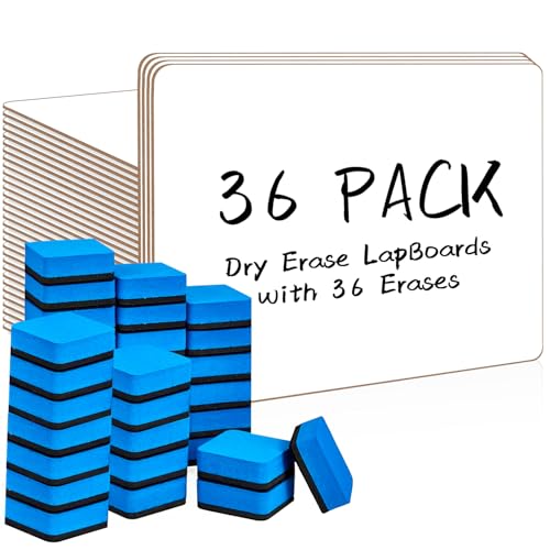 Dry Erase LapBoards, PANDRI 36 Pack Double Sided 12.5 x 9 Inch Whiteboards with 36 Erasers, Dry...