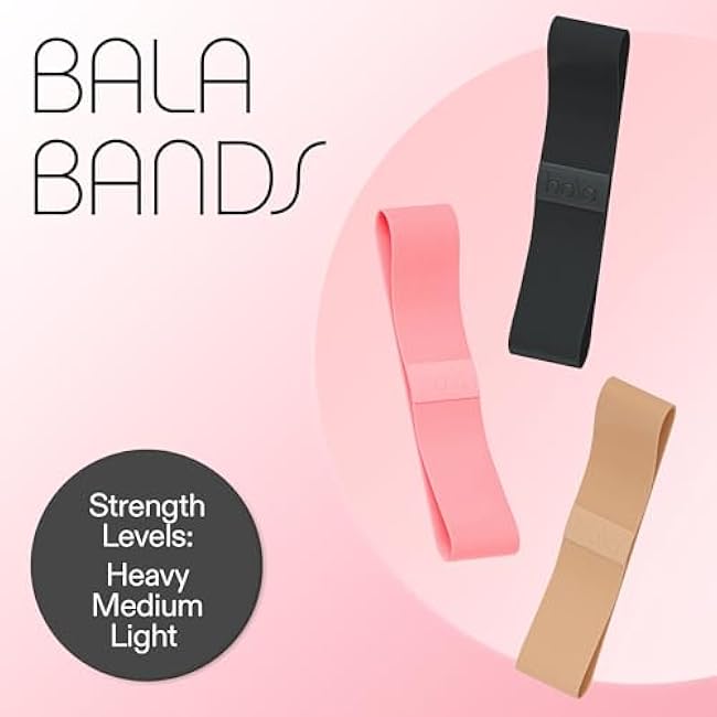 Bala Bands Resistance Bands for Women & Men, 3-Pack - Elastic Exercise Bands for Working Out - Wrist, Ankle, Legs & Booty Bands - Workout Resistance Bands for Yoga, Pilates, Strength Training