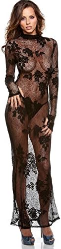 Tease Women's Long Black Stretch Lace Gown