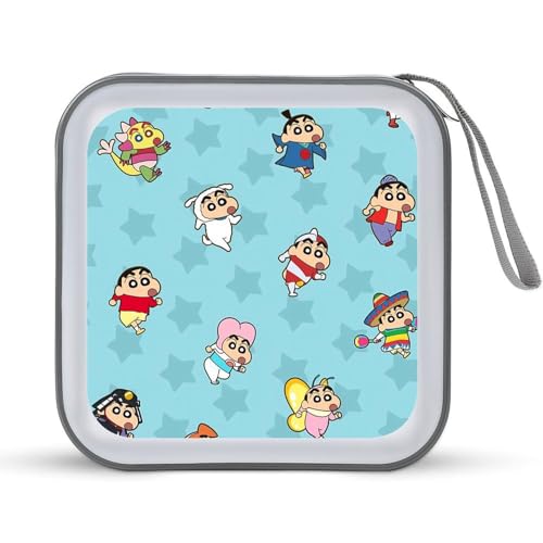 クレヨンしんちゃん CDケース プラケース DVD収納ケース CD収納ボックス ディスクケース 防水 メディアケース 大容量 40枚収納 小型 持ち運び便利 薄型 ファスナー付 旅行