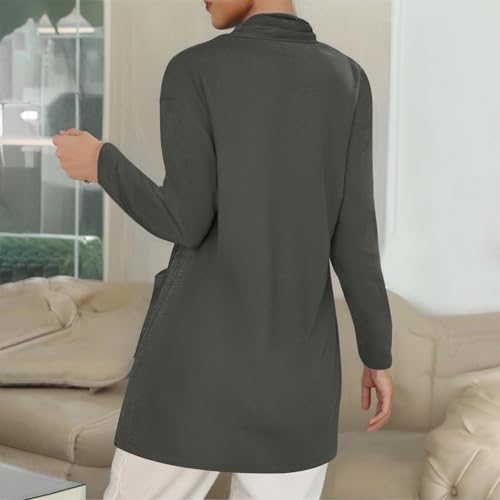 Womens Casual Lightweight Cardigans Long Sleeve Shawl Collar Open Front Cardigan with Pockets3
