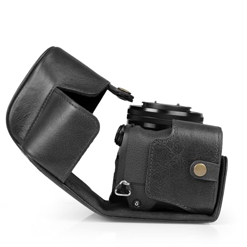 Image of Mega Gear Genuine Leather Camera Case for Sony Alpha a6700 (16-50mm) - Stylish and Protective - Black