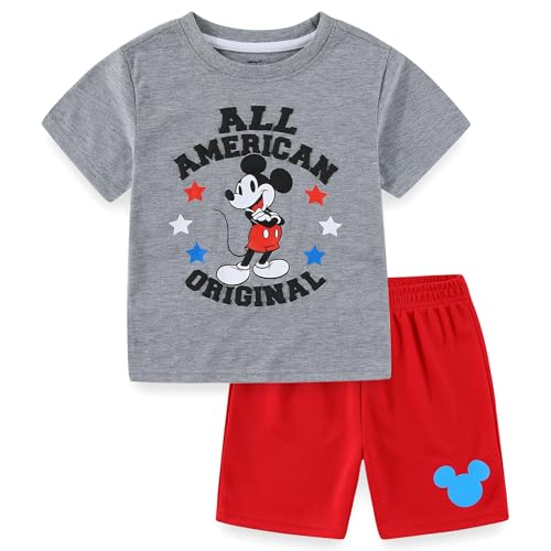 Image of Disney Mickey Mouse Boys Short Sleeve T-Shirt and Active Shorts Set for Toddler and Big Kids