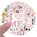 60pcs Coquette Stickers Cute Vinyl Laptop Sticker,Waterproof Vinyl Coquette Aesthetic Pink Sticker Pack for Girls Water Bottles Laptop Guitar Computer Scrapbook Aesthetic Decals (Cute Stickers)