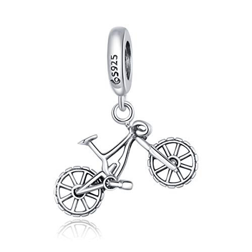 VOROCO 925 Silver Bike Charm for Bracelet Necklace Gift