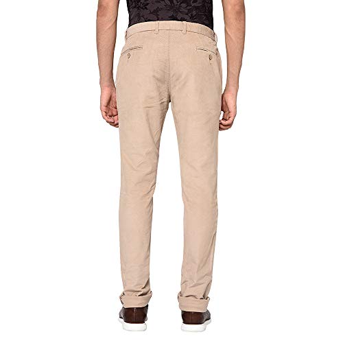 Image of Blackberrys Men's Cotton Blend Self-Design Slim Fit Casual Trousers