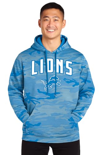 Zubaz NFL Men's All-Over Team Color Camo Lines Hoodie - Detroit Lions, 5X-Large