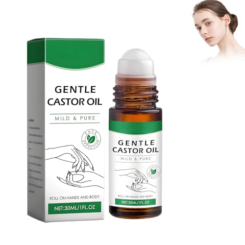 2 Piezas Aceite De Ricino Orgánico Con Rodillo 30ml, Aceite Corporal Suave Y Nutritivo Para Calmar La Piel Seca, Para Cabello, Piel, Uñas Y Cuero Cabelludo, Puro Y Natural Prensado En Frío, Unisex