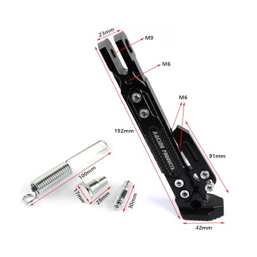 Image of Universal Motorcycle Kickstand Height Adjustable CNC Aluminum Alloy Side Stand for Electric Scooter Motorbike Mini Pit Dirt Bike Black