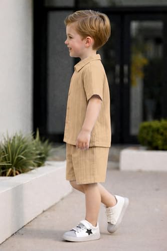 Image of Fashion Dream Boys Cotton Blend Solid Co-ord Set|Boys Co-ord Set|Boy's Clothing Set|Boy's 2 Piece Set|Clothing Set|Boys Shirt and Short Set|Co-ords