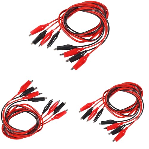 Image of 12PCS Alligator Clips Electrical Test Leads 1M Electrical Insulated Test Leads with Alligator Clips Double-Ended Jumper Wire for Circuit Connection Electrical Testing (Red and Black)