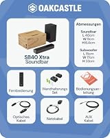 Oakcastle SB40 Xtra Soundbar für TV Geräte, 90W 2.1 Sound bar mit Subwoofer – Ansicht 7