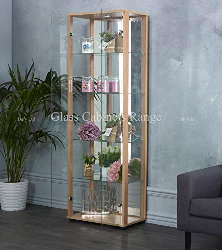 Carbed shop Universe Beech LED 2 Door Glass Display Cabinet- Adjustable Shelves