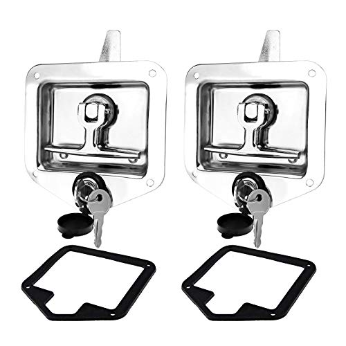 OTOTEC 2 set Poignée en T Serrure à Loquet à Came avec Trous de Montage Verrouiller Kit de Couvercle Anti-poussière en Acier inoxydable 304 Pliant RV...