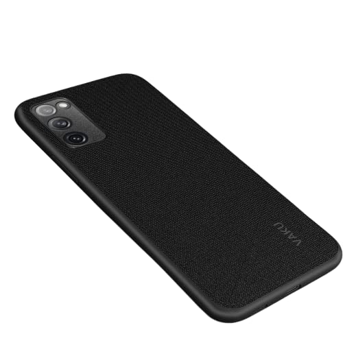 DR VAKU® Luxico Series Hand-Stitched Cotton Textile Back Cover Case for Samsung Galaxy S20 FE | Ultra Soft-Feel, Shock-Proof & Water-Proof Back Case Cover - Black