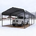 10x20 Heavy Duty Metal Carport Galvanized Steel Carport Shelter for 2 Car Extra Large Canopy for Dual Vehicle, RV Boat Storage All Weather Protection Garage Party Tent (10x20 FT)