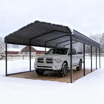 10x20 Heavy Duty Metal Carport Galvanized Steel Carport Shelter for 2 Car Extra Large Canopy for Dual Vehicle, RV Boat Storage All Weather Protection Garage Party Tent (10x20 FT)