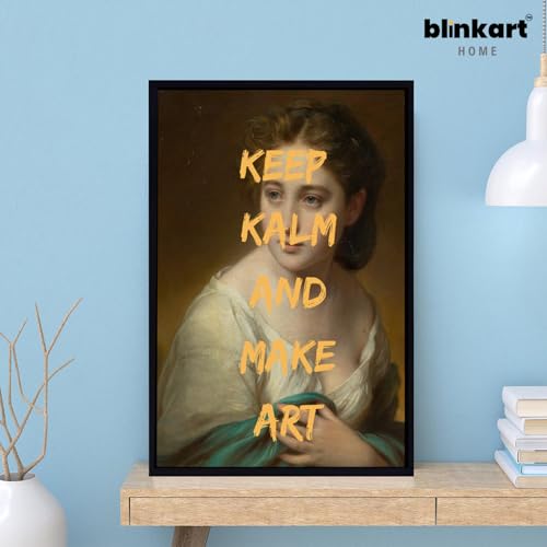 Image of BLINKART Framed Photo - Keep Kalm An Make Art | Altered Art Theme | Motivational & Inspirational Wall Art Poster for Home, Bedroom, Living Room, Office, Hotel & Gifting - 12x8 Inch