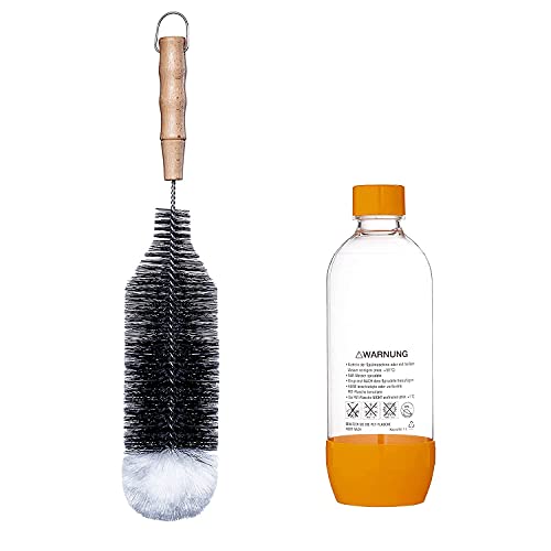 LiangMai Flaschenbürste kompatibel mit SodaStream 1L Flaschen, Crystal PET und Duo Flaschen, KST-Flasche und 1L Glasflasche, als Gläserbürste, Flaschenreiniger mit Wollkopf & Lang Griff