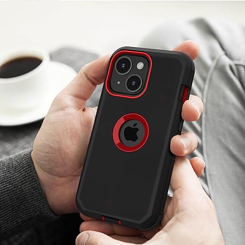 Jiunai for iPhone 15 Case Heavy Duty Drop Protection Screenless Dual Layer Shockproof Rugged Tough Bumper Dust Proof Phone Case Compatible with iPhone 15 6.1 inches 2023 Released - Black Red by Jiunai - Image 6