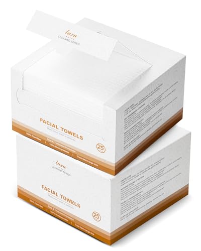 LUXU Clean Face Towels,Disposable Face Towel, Facial Washcloth, Makeup Remover Dry Wipes,25 Ct,2 Pack,Clean Facial Towels for Sensitive Skin,Soft and Thick for Nursing, Cruelty Free