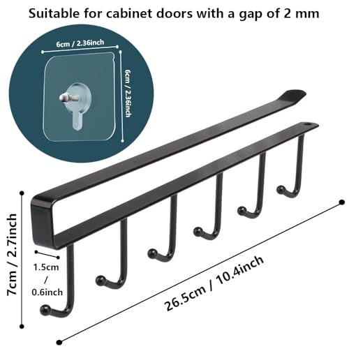 2 Pack Storage Mug Hooks Rack Under Cabinet Each with Fixed Sticker, 6 Hooks Cup Holder Hanger, Ties Belts Scarf Hanging Hook Rack, Mug Hook Hanger Under Shelf Without Drilling Kitchen Utensil Hanger - image 5