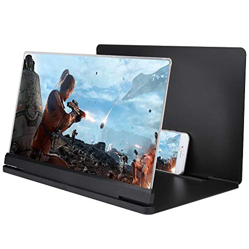 Lupa de pantalla de teléfono, 18X 14 pulgadas pantalla de teléfono inteligente Magnifixer Lupa de pantalla 3D Lupa de teléfono inteligente Compatible con todos los teléfonos inteligentes.(Negro)