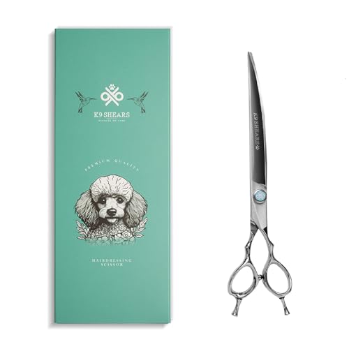 Image of 8 inch Curved Dog Grooming Scissors for Medium & Large Dogs - Lightweight VG-10 Japanese Steel Shears for Full-Body Shaping, Smooth No-Pull Cutting, Ergonomic Handle | K9 Shears