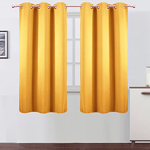Image of LEMOMO Yellow Blackout Curtains 40 x 63 Inch Length /Set of 2 Curtain Panels /Thermal Insulated Room Darkening Blackout Curtains for Bedroom
