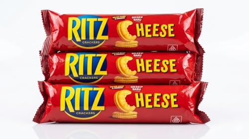 Ritz Cheese Crackers Sandwich, Golden Baked & Crunchy Savory Snacks, BY FEBORA FOODS, Pack of 3, 91G
