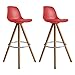 Happy Garden Lot de 2 tabourets scandinaves Tobias Rouges avec Coussin. Tabouret de Bar avec Dossier et Repose-Pieds. Chaise de Cuisine Style scandinaves avec Pied en Bois de hêtre Massif.