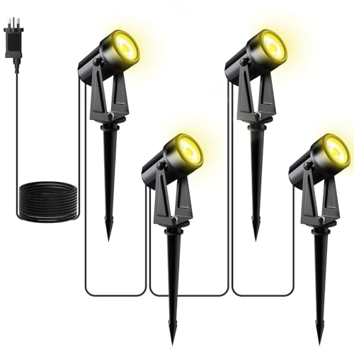Dotrvmp Garden Spotlights Mains Powered IP65 Waterproof 14M 27V 200lm Landscape Lights with Adjustable Angle Pathway Lights Warm White 3000K with 4x2W LED for Yard Patio Walkway Path