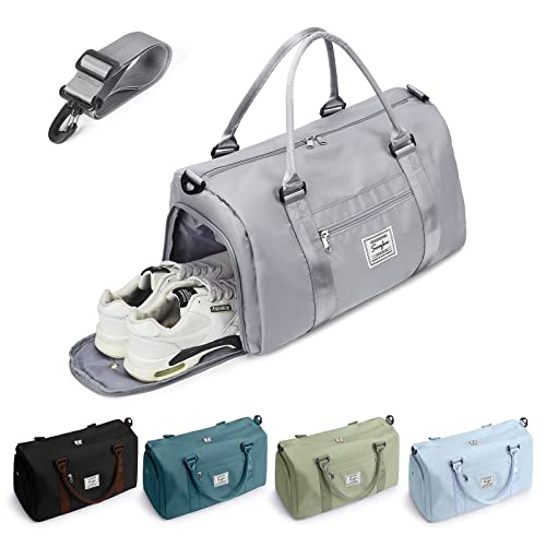 Produktbild von Handgepäck Tasche Faltbar Packli Reisetasche Handgepäck – Stylische Weekender-Tasche Für Damen Mit Rollen & Schuhfach (Beige, Standard) Kleidersack Reise
