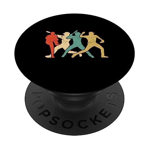 Baseball Retro Vintage Catcher Pitcher Batter Boys PopSockets PopGrip Intercambiable