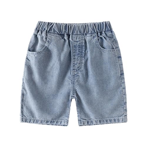 Short En Jean Enfant Garcon Short D'été Avec Taille Élastique Pantalon Court Denim Loose Fit Stretch Y2k Décontracté Streetwear Coupe Ajustée Mode Avec Poches Age...