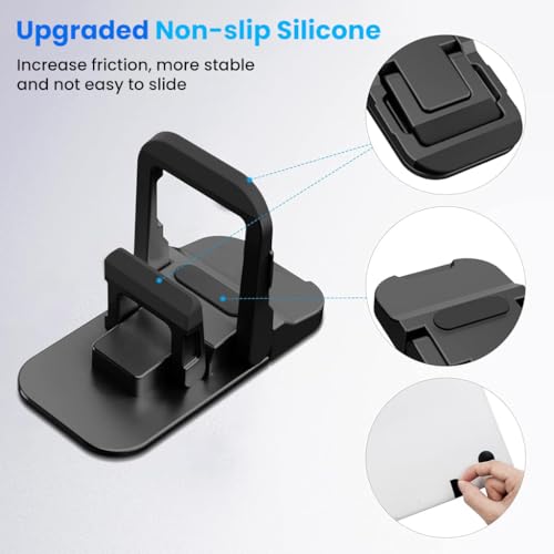 Image of ZORBES Portable Invisible Laptop Riser Stand, 2 Mini Self-Adhesive Alloy Metal Folding Desk Stand, Lightweight Laptop Desk Feet for MacBook, Lenovo, HP, Dell, Laptops & Tablets, 2pc (Black) | Folding Laptop Risers with 2 Hights Aluminum Alloy Mini Laptop Risers Feet, Pack of 2, Black